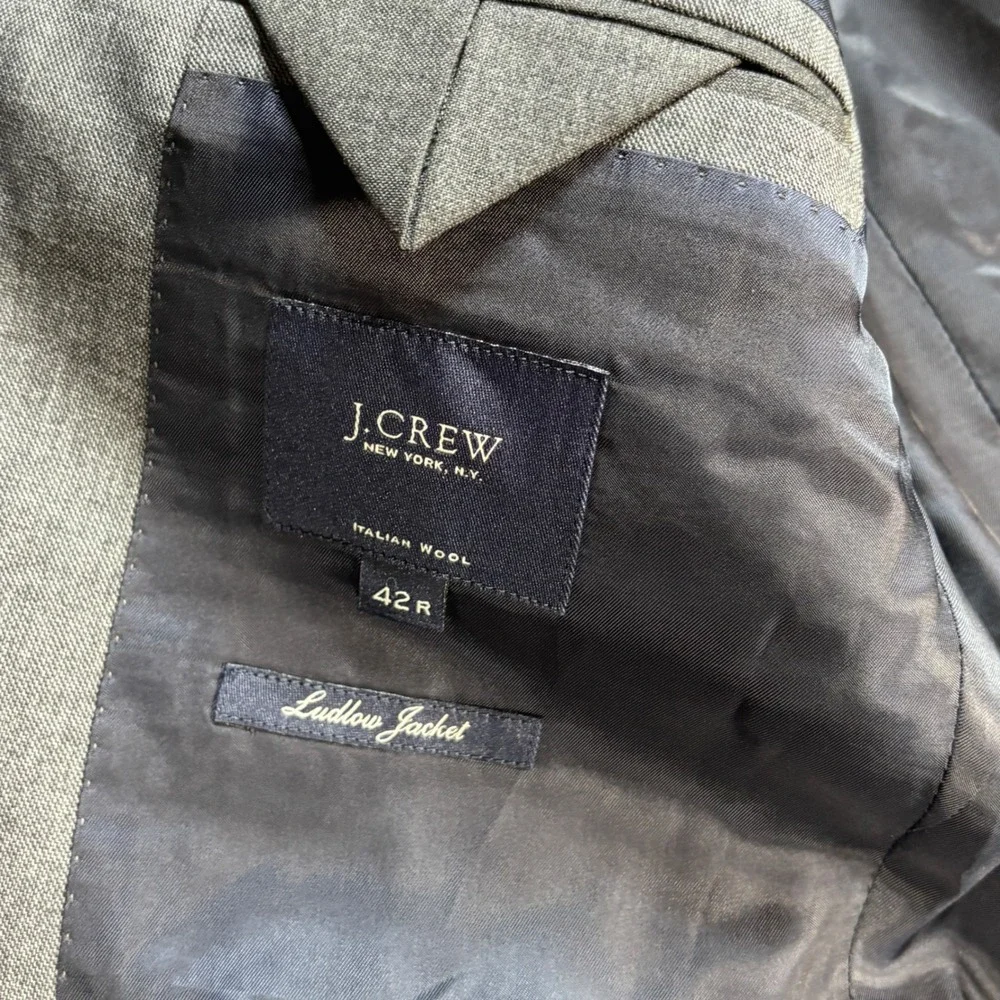 J.Crew Ludlow Mens 41R Blazer Jacket Grey Italian Wool Tollegno 1900 Suit Coat